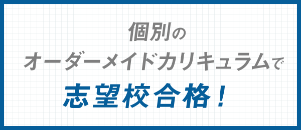 個別のオーダーメイドカリキュラムで志望校合格！