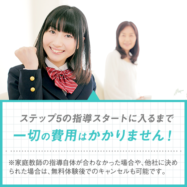 ステップ5の指導スタートに入るまで、一切の費用はかかりません！